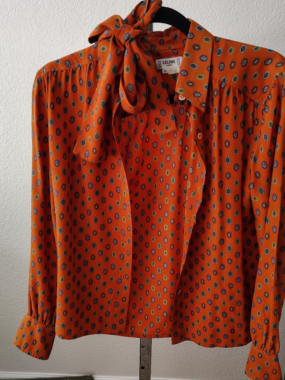 Vintage Celine Silk Blouse Button Down Size 38 Small Med